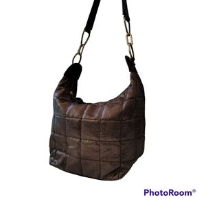 Donald J Pliner Bronze/Coppery Distressed Shoulder Bag